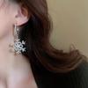 Imitating Pearls Crystal Snowflakes Earrings Silver Zircon Dangle Earrings  Girl