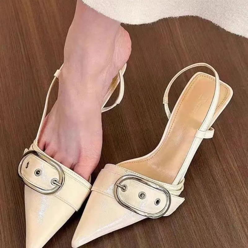 Новые летние сандалии, женская обувь на высоком каблуке с острым носком, уличная элегантная модельная женская обувь, Zapatillas De Mujer
