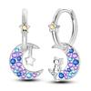 925 Silver Love Feather Moon Star Heart Earrings for Women Girls Charms Hoop Stud Jewelry Gifts