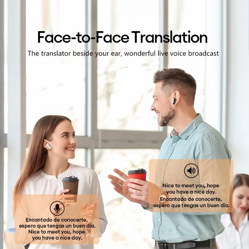 Наушники с функцией перевода AI, беспроводные, Bluetooth 5.4, шумоподавление, HD-наушники для звонков, офис, путешествия, перевод в реальном времени
