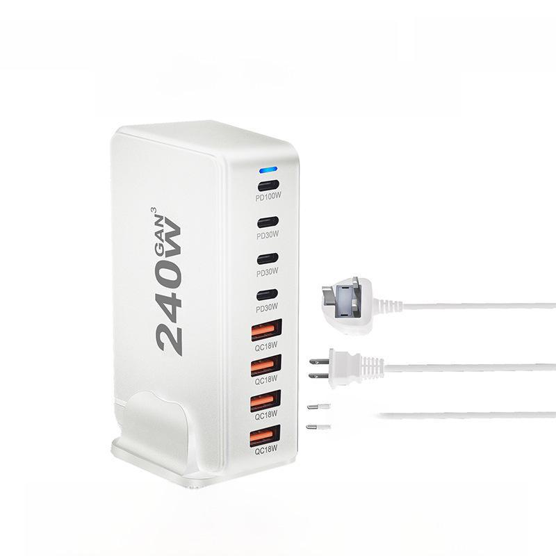 Многопортовое зарядное устройство USB GaN мощностью 268 Вт: Мощная настольная зарядная станция для мобильных телефонов и ноутбуков.