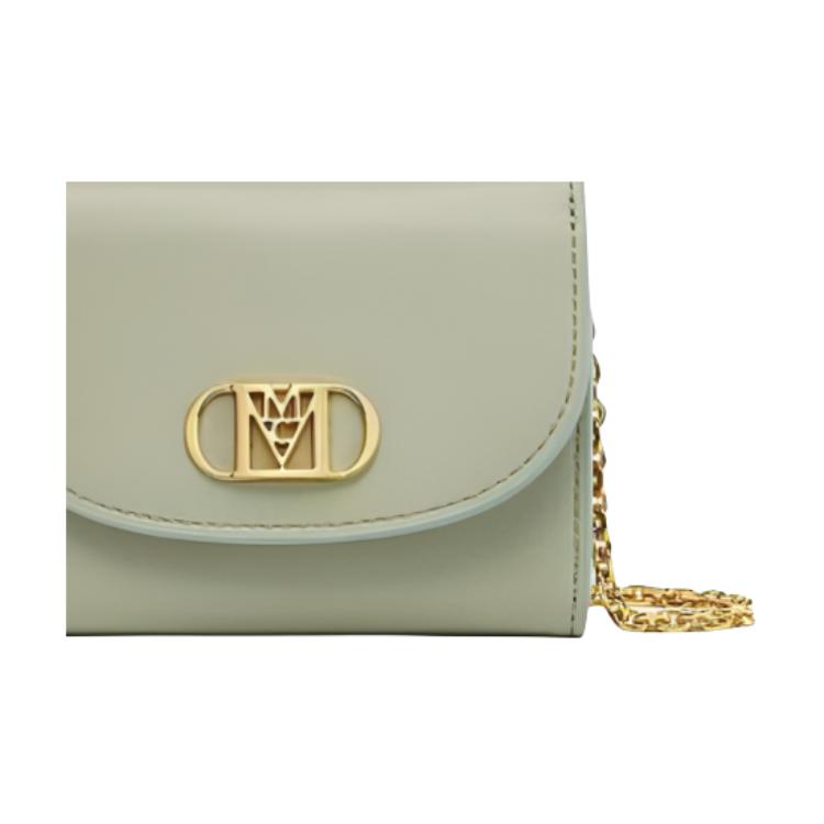 MCM Mode Travia Металлическая Цепочка Логотип Кожаный Мини-Кошелек Женский кошелек Небесно-Голубой MYLCSLM01J3001