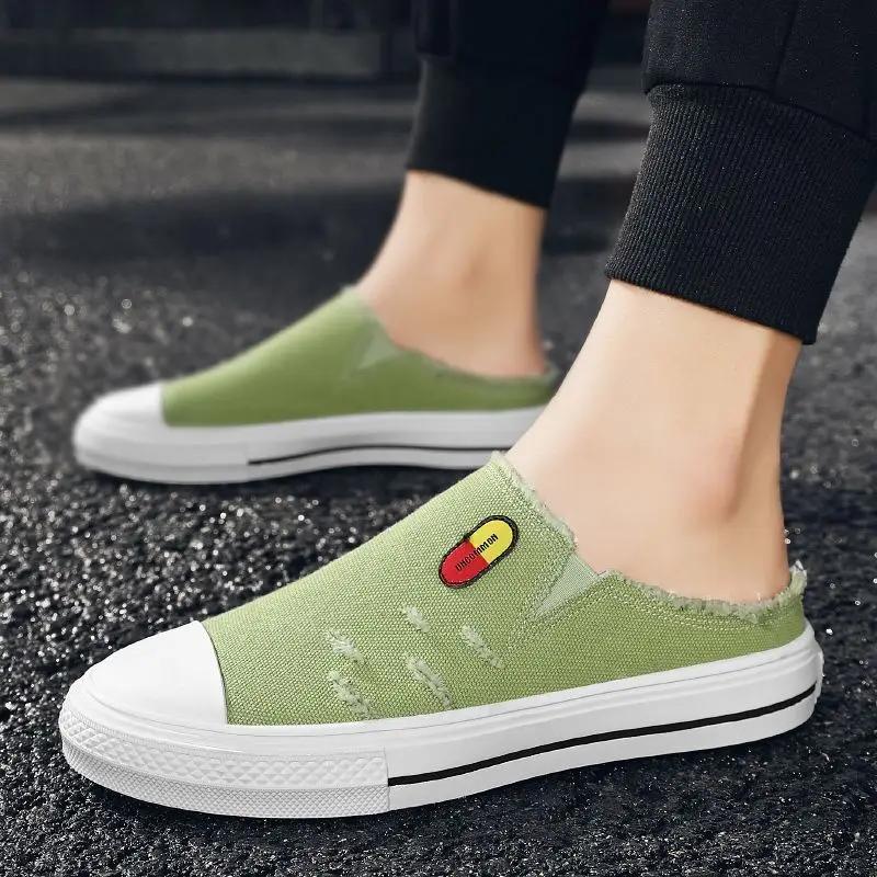 Outdoor Men's Shoe Canvas Flat Male Slipper Fun Eva Clappers 2024 Adult Cheap Shoes 2025 New In Trend Comfortable Style Slides