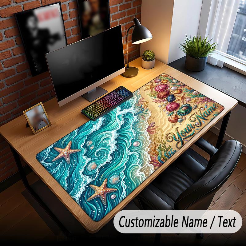 Fish Ocean Theme Custom Mouse Pad Personalized With Name Text Customized Desk Mat For Office Home Decor