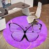 1pc Butterfly, Purple Round Chair mat Area Rug - Non-Slip, Floor Mat for Office, Bedroom, home decor Christmas Gift p0811290
