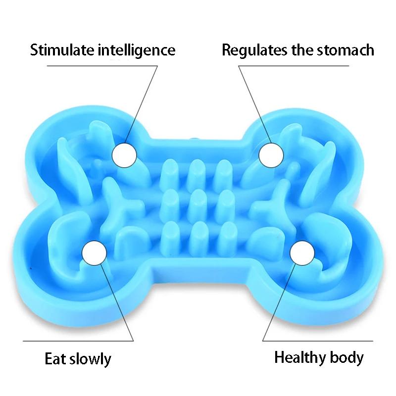 Миска для собак из мягкой резины для домашнего животного, медленная кормушка, противоскользящая, антизаглатывающая, дорожная миска для кошек и собак, кормление едой, медленная кормушка