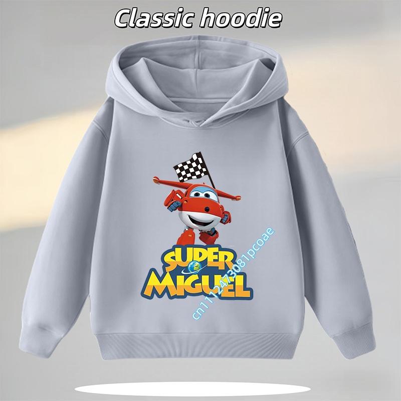 2026 Boys' Sport Shirt - Girls' Casual Top - Cartoon Print - Autumn/Winter Long-Sleeve Super Wings Children's Hooded Sweatshirt