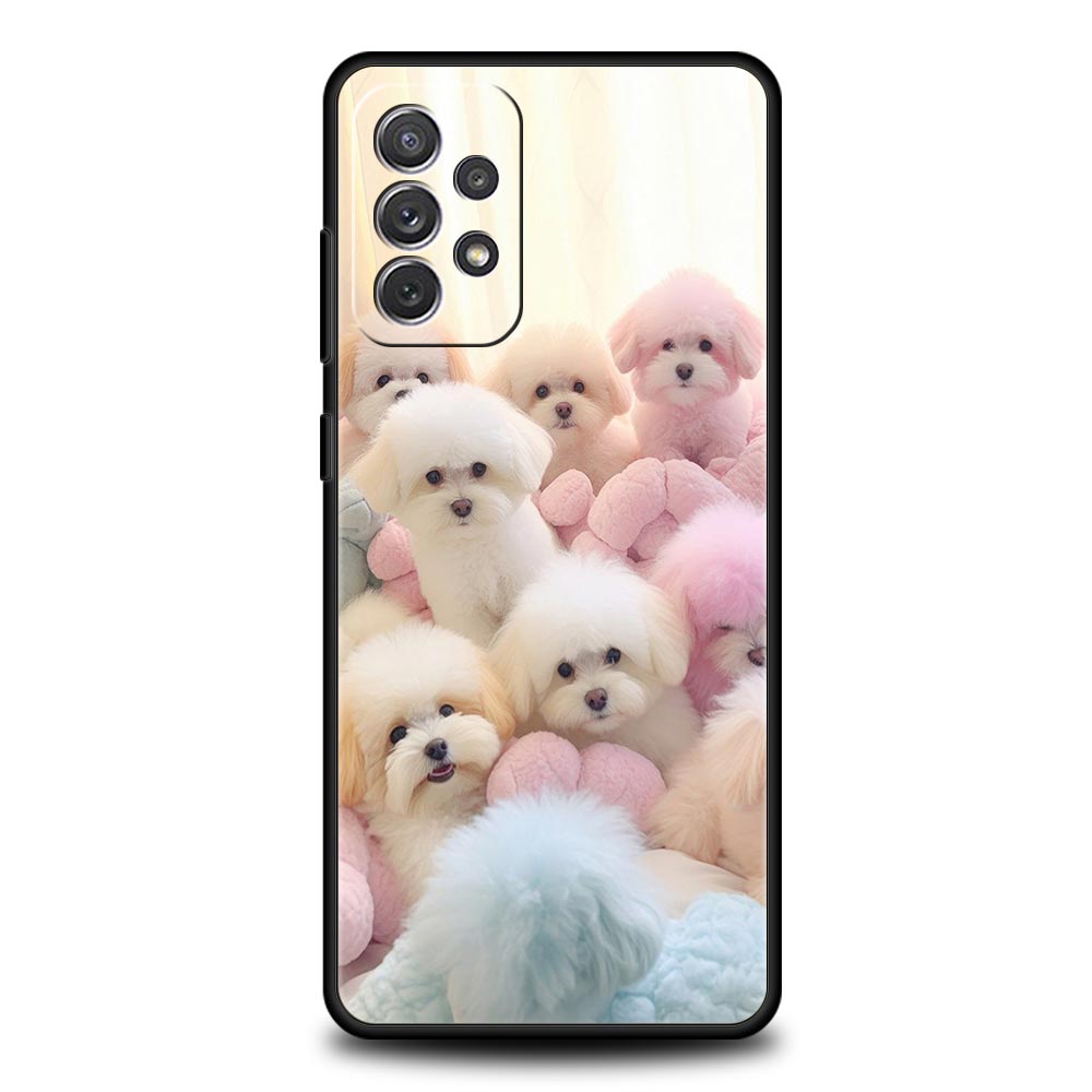 Милый чехол для телефона с маленькой собачкой для Samsung Galaxy A55 A35 A17 A07 A15 A13 A25 A51 A71 A72 A73 A32 A52 A52S A41 5G Мягкий чехол-сумка из ТПУ