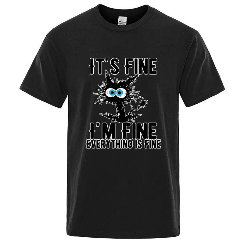 Funny Cool Cat Printed Tshirt High Quality Tshirt Print Cotton Casual Loose Short Sleeve Tshirt for All Reason Unisex