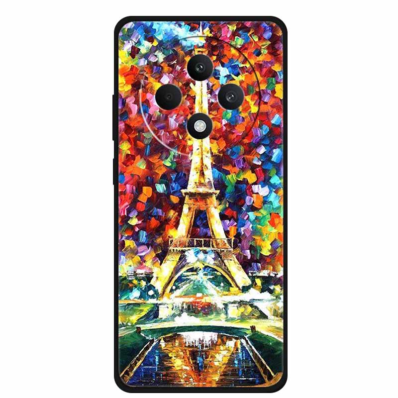 Phone Case For OPPO Reno12 F 4G/5G Cover Black Silicone TPU Soft Painted Tiger Coque For OPPO Reno 12F 4G/5G Global Bumper Shell