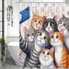 Cute Cartoon Cat Photo Shower Curtain, Bathroom Decorative Shower Curtain, Waterproof Shower Curtain with Hooks