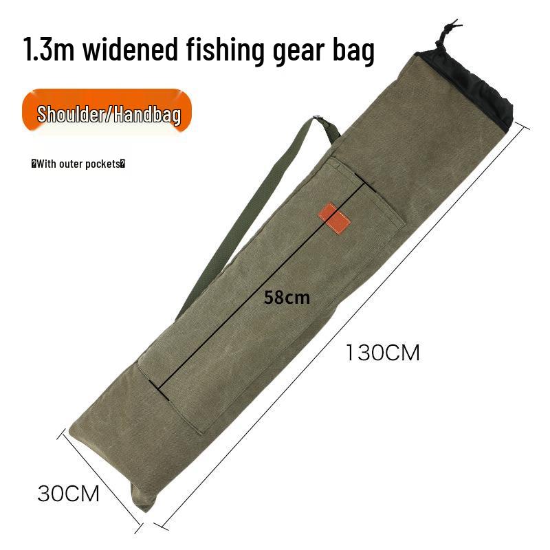 Foldable Canvas Fishing Rod Bag: Large Capacity, Thickened Storage with Zipper, for Outdoor Tackle and Umbrella.