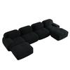 Modular U-Shaped Sofa without Assembly, Frameless Sofa, Breathable Corduroy Fabric, 32D High-Resilience Upholstery, Pet-Friendly and Ergonomic, Black