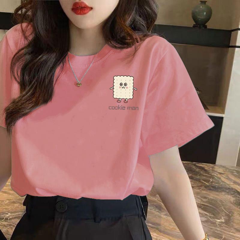 GMXIA Белая футболка с коротким рукавом для женщин, летняя свободная футболка с принтом для леди