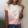 Женская футболка Kawaii cat с 3D принтом, летний модный топ, футболка Harajuku с короткими рукавами с изображением животных, одежда оверсайз 2024 года