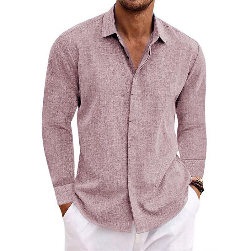 Men'S Linen Long Sleeved T-Shirt Loose Sweatshirt Solid Color Long Sleeved Shirt Men'S Plus Size Men'S Shirt