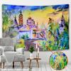 Сказочный Замок Гобелен Настенный Мультфильм Картина Маслом Фреска Богемный Хиппи Психоделический Матрас Домашний Декор Жизни