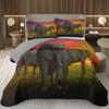 Elephant Bedspread Twin Queen King Size African Safari Animal Theme Quilt Set Jungle Wildlife Coverlet Set with 1/2 Pillowcase