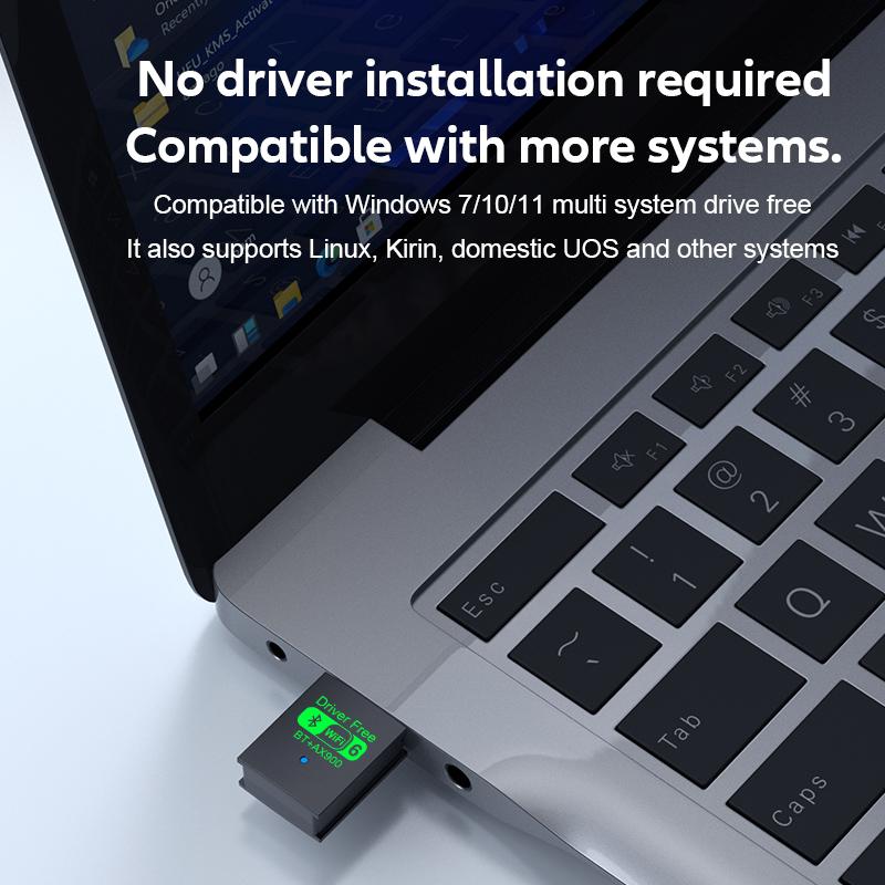 USB WiFi 6 Bluetooth 5.4 Адаптер AX900 - Двухдиапазонный 2-в-1 Донгл для Windows 10/11