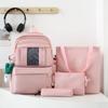 Four-Piece Backpack Set Girls Large Capacity Backpack Solid Color Junior High School Student School Bag