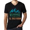 Men’s Vintage Tee Shirt Graphic T Shirt V Neck Wilderness EL Salvador Deep Black