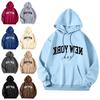 Womens Oversized Letter Print Hooded Sweatshirt Loose Fit Gothic Streetwear Cotton Blend Pullover