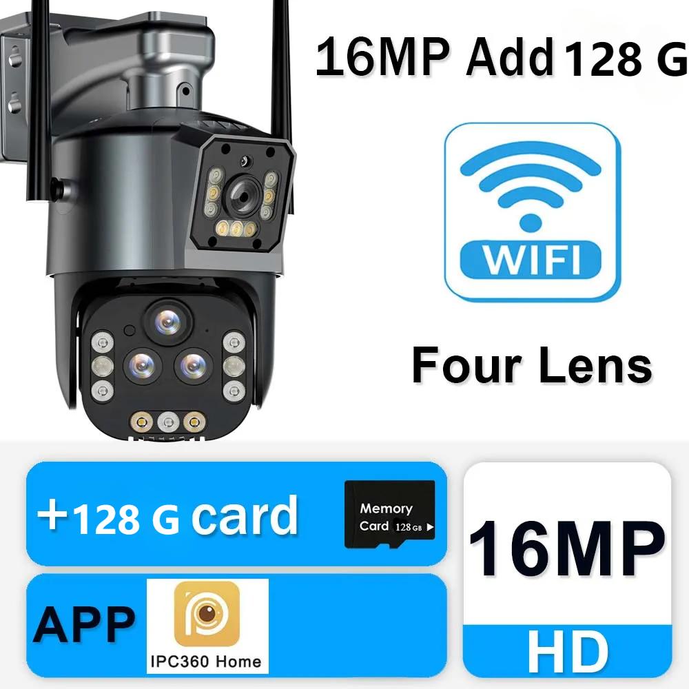 2025 Новая 16-мегапиксельная 8K WIFI камера видеонаблюдения с 20-кратным зумом, автоматическим отслеживанием AI, четыре объектива, беспроводная CCTV, наружная IP-камера безопасности, умный дом