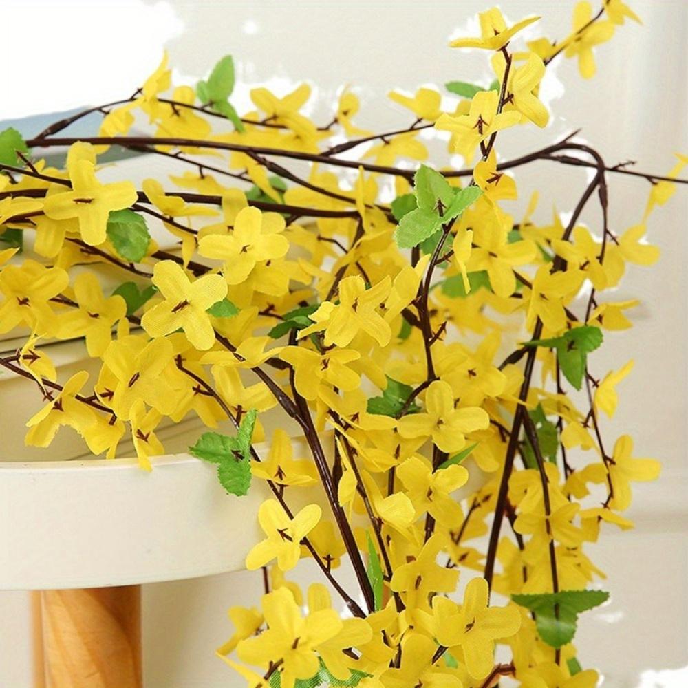 2 шт. шелковые весенние желтые цветы искусственные цветы виноградная лоза искусственные жасминовые лозы поддельные цветы виноградная лоза подвесной плющ для стены свадебная арка украшение дома