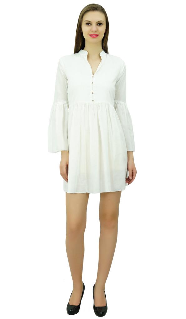 Bimba Женское дизайнерское короткое платье в стиле бохо со сборками на талии и оборками на рукавах