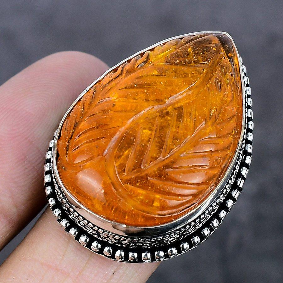 Кольцо из натурального балтийского янтаря, стерлингового серебра 925 пробы, размер 9 J1O16