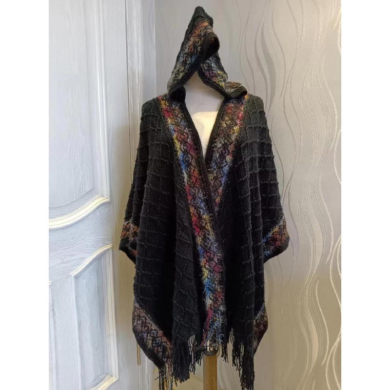 Новая дорожная вязаная шаль с капюшоном, универсальная, в западном стиле, национальная мода, многофункциональная, темпераментная женская шаль