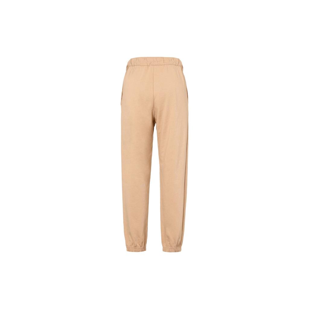 Nike Solid Color Logo Cuffed Knit Sports Pants Women Bottoms Beige DM6420-200