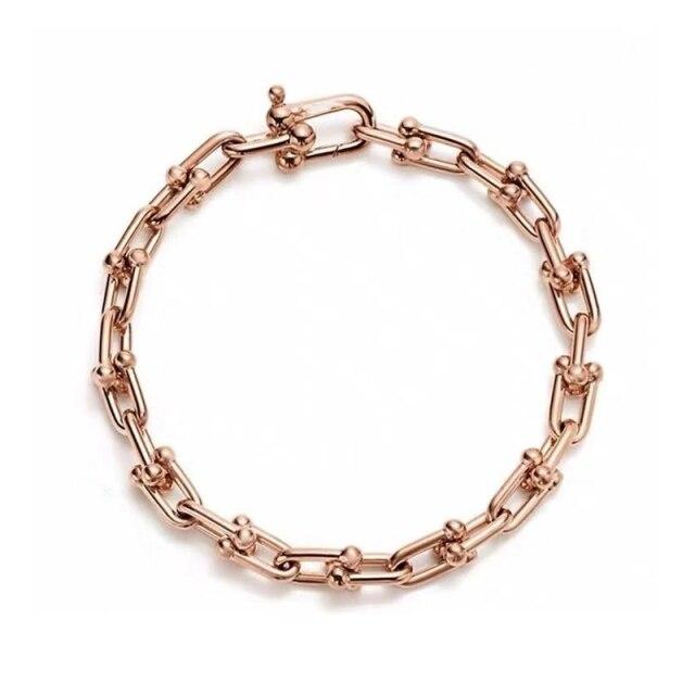 S925 Sterling Silver High Quality Thin U-Shape Trendy Bracelet Women Logo Genuine Jewelry Valentine Gift