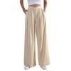 Spring and Autumn Women Solid Color Casual Long Pants Fashion Wide Leg Trousers Comfort Loose High Waist Pants Commuting Style