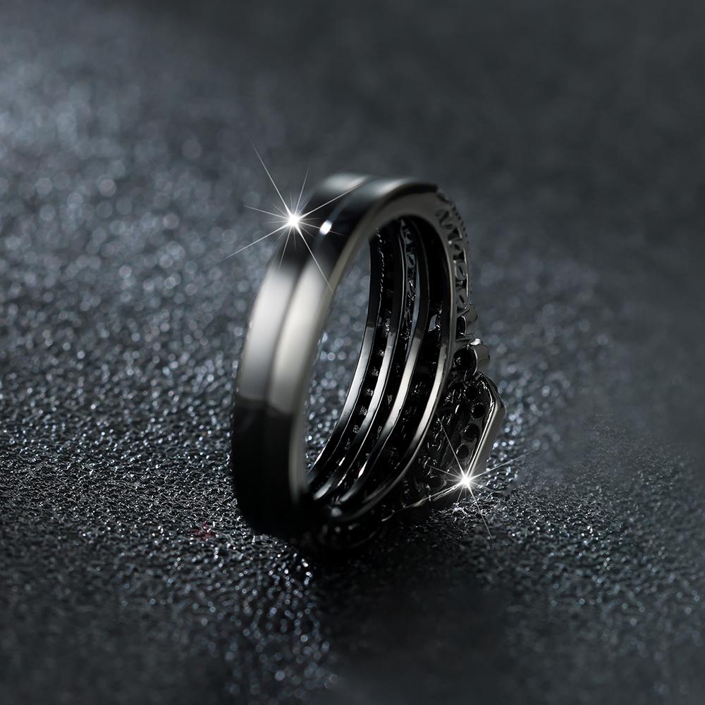 Кольца обещания в готическом стиле, 2 шт., инкрустированные черным цирконием, обручальные обручальные кольца, набор для крутых девушек, разные размеры на выбор, аксессуары для вечеринок