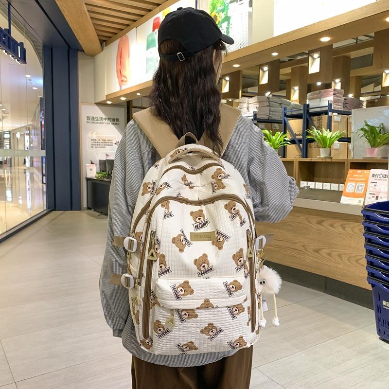 Female Student Bag Bear Printed Backpack Travel Backpack