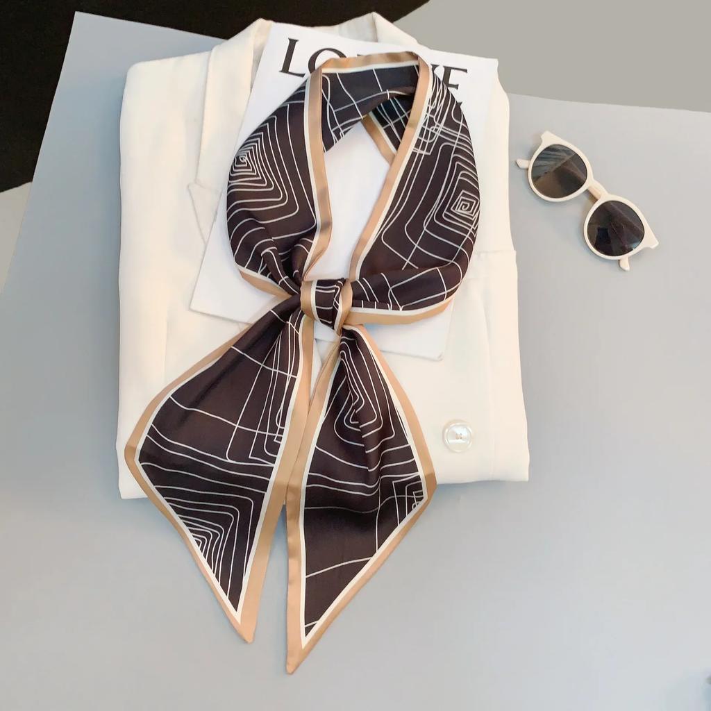 Luxury Design Zebra In Flowers Women Scarf Luxury Silk Scarf Fashion Hair Headband Foulard Skinny Bag Scarves Neckerchief Lady