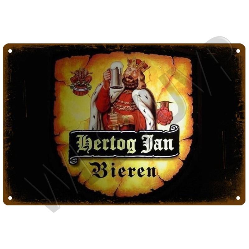 La Chouffe Retro Hertog Jan Металлическая вывеска Жестяная вывеска Виски Бельгия Пиво Дощечка Металлический настенный декор Винтажный декор Плакатные тарелки Мужская пещера