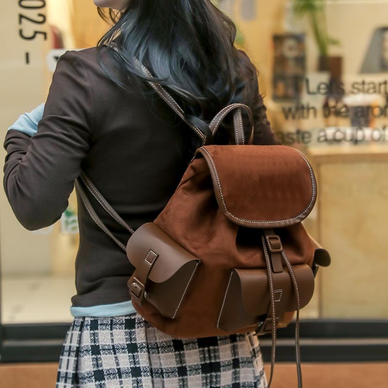 Винтажный рюкзак с цветными блоками, школьный рюкзак в стиле колледжа, дорожный рюкзак