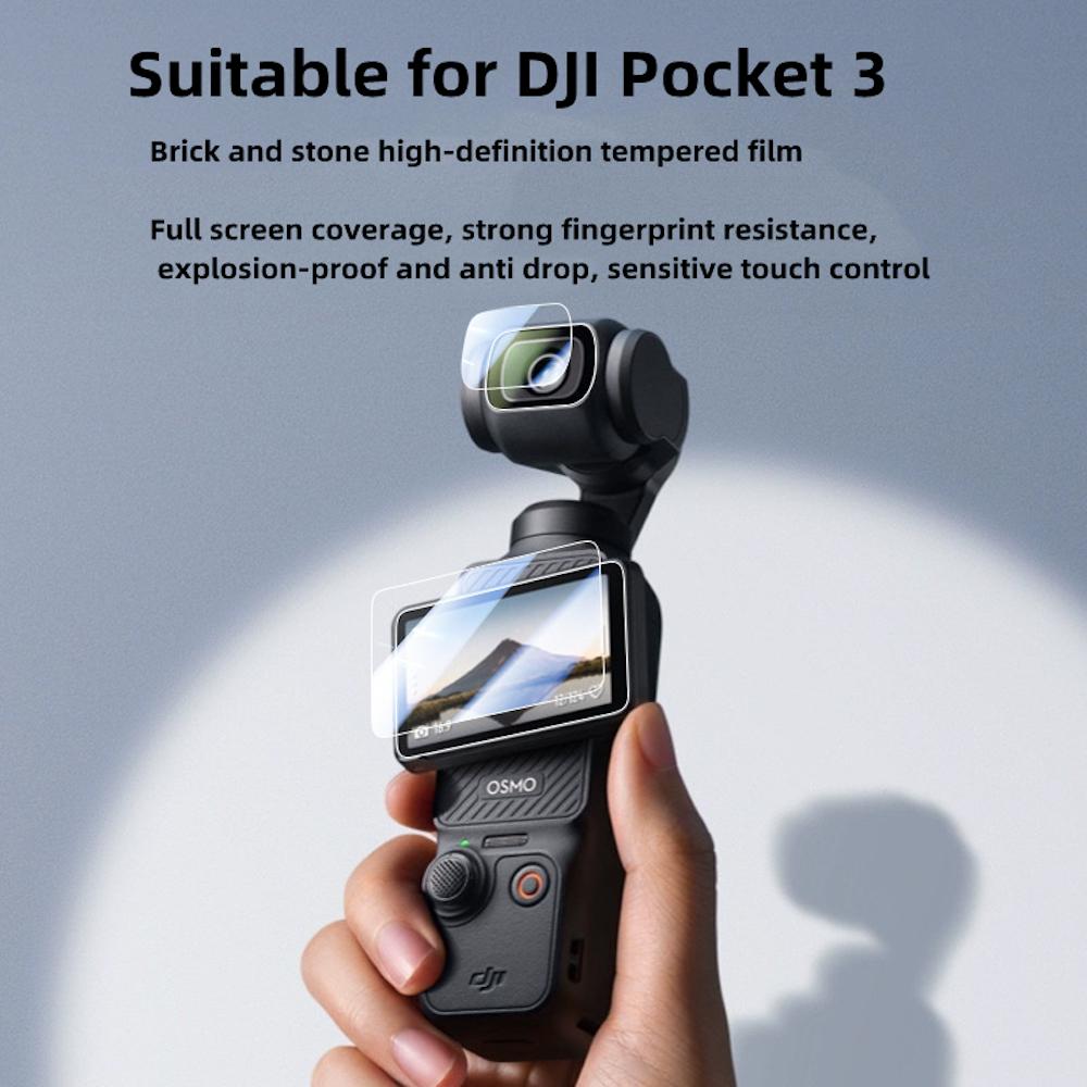 3 комплекта Для DJI OSMO Pocket 3 Стабилизатор Камера Объектив 9D HD Закаленное Стекло Защитная Пленка для Экрана HD Clear Защита от Отпечатков Пальцев Стеклянные Пленки Чехол