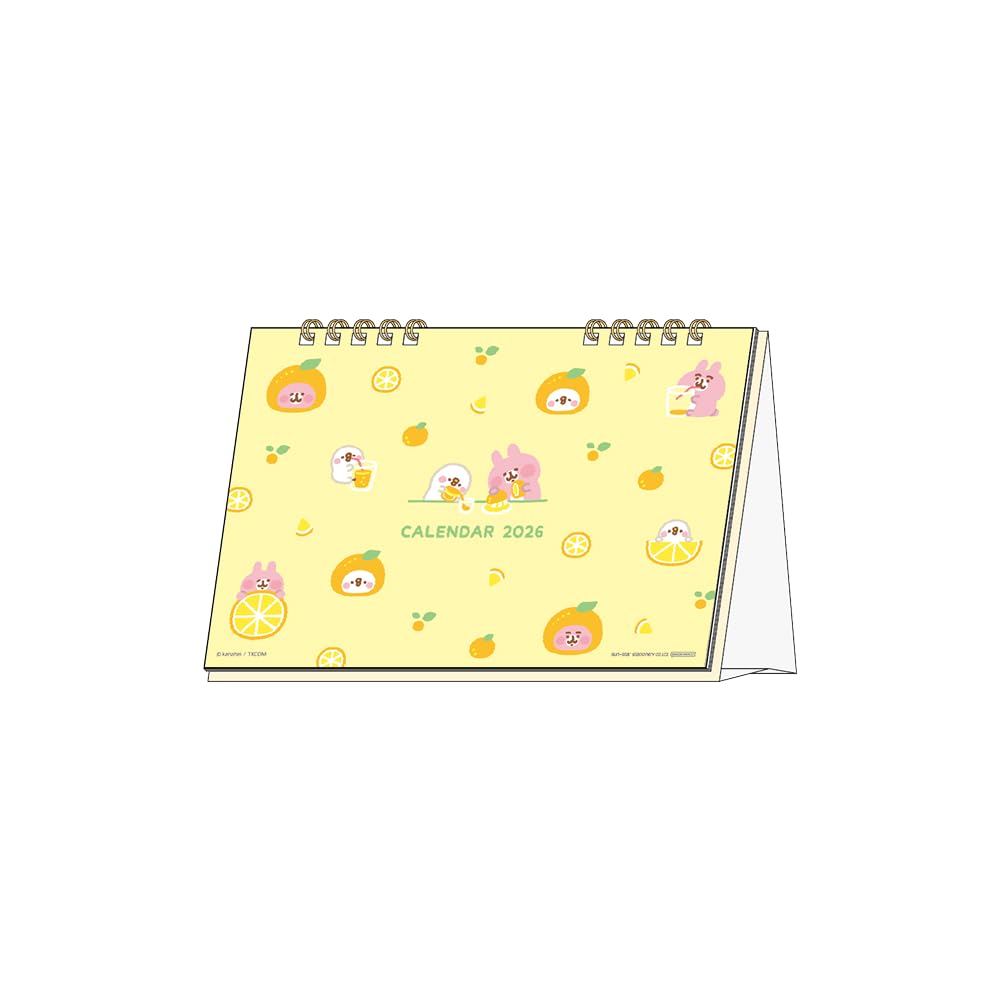 Sunstar Stationery Kanahei 2026 Desk Small Pisuke and the S8521590 Calendar, Kanahei's Animals Rabbit,