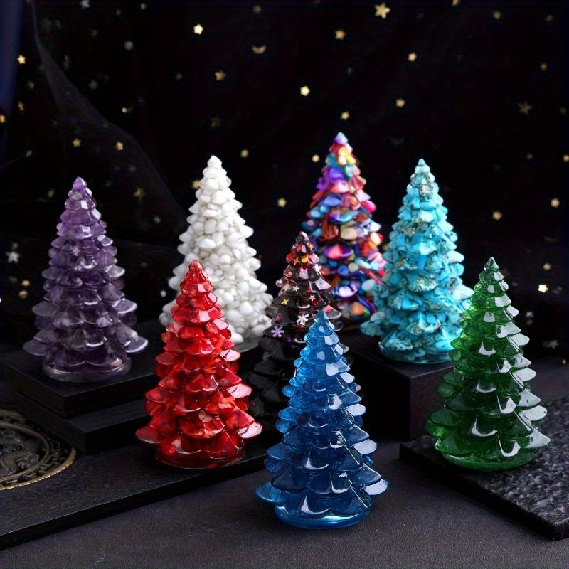 1Pc Natural Stone Crystal Resin Christmas Tree For Home Decor, Bring Good Luck, Healing, And Energy Balance