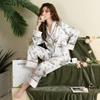 Женский пижамный комплект с принтом, костюм с длинными рукавами, модная повседневная верхняя одежда, домашняя одежда, пижамы