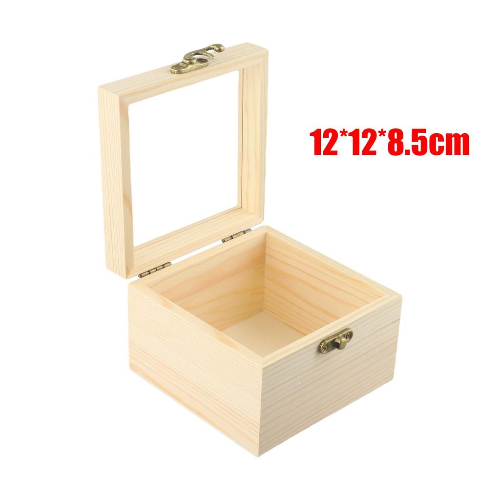 Personalizable Wooden Square Box for Crafts Gifts and Jewelry Storage
