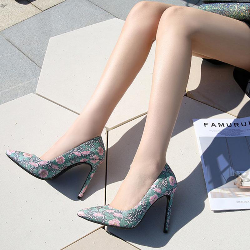 Women 2023 New Office High Heel Shoes Work Fashion Banquet Catwalk Sexy Flowers 11cm Heel WZ