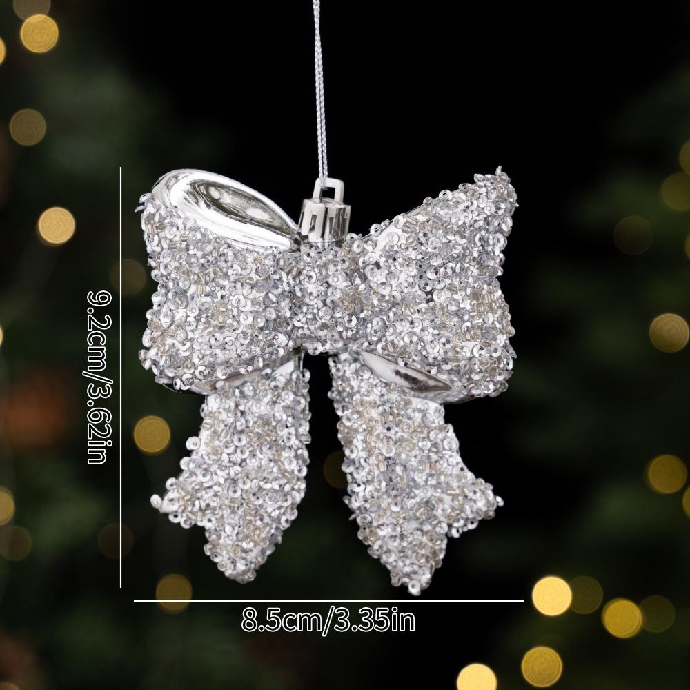 Glossy Texture Christmas Bow Pendant 3D Design Hanging Bow Ornament Xmas Theme Setup