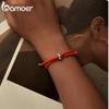 BAMOER ручной работы из стерлингового серебра 925 пробы, красные подвески на удачу, браслет для женщин и мужчин, красный, черный, регулируемая веревка, ювелирные изделия