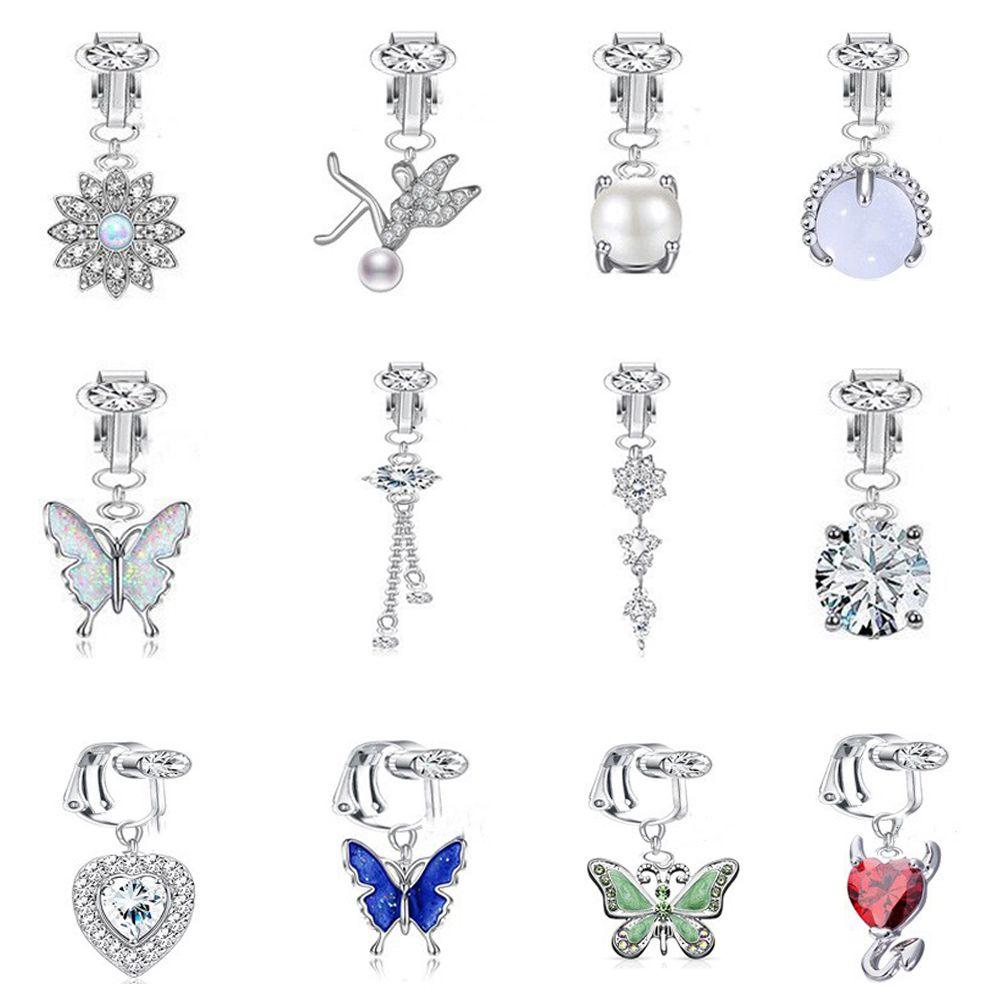 Button Ring Earrings Cartilage Clip Faux Belly Piercing Body Jewelry Fake Belly Ring Navel Rings