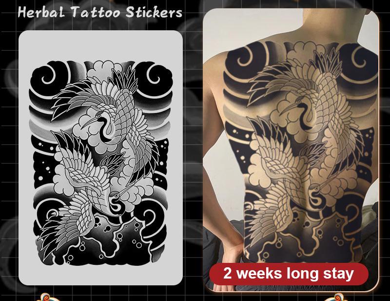 Long Stay Juice Ink Waterproof Tattoo Sticker Full Back Large Herbal Temporary Tattoo Men Body Art General Zhao Yun Dragon Tiger