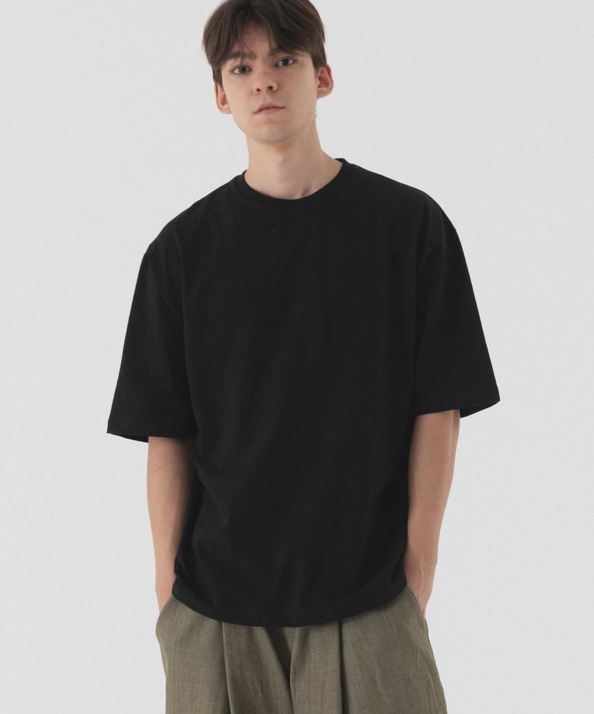 PIANER Cool Cotton Oversized Crew Neck Short Sleeve T-Shirt (Black)